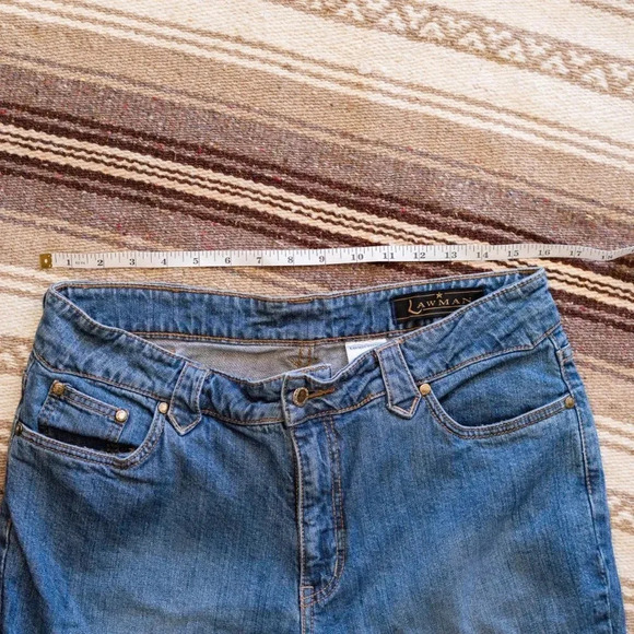 Vintage Lawman Jeans Sz 14/15 Western Bootcut Embroidered Gold Patchwork Arrows - Picture 8 of 12